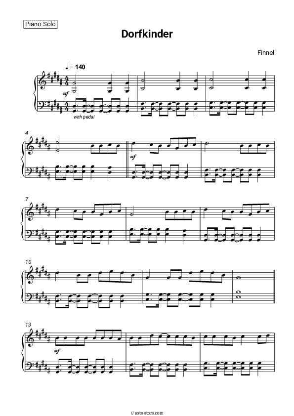 Dorfkinder - Finnel Piano Sheet Music - Piano.Solo