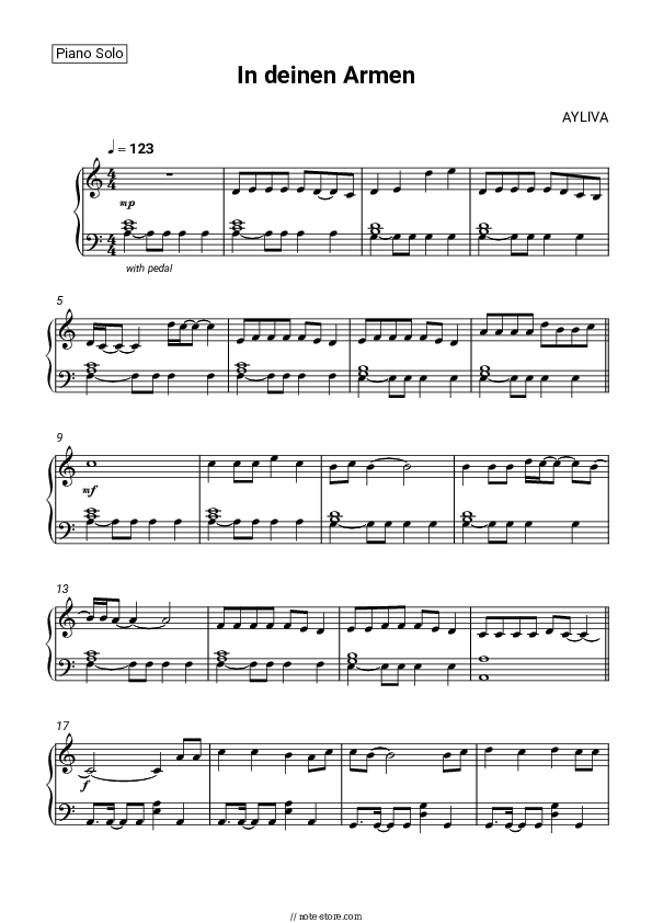 In deinen Armen - AYLIVA Piano Sheet Music - Piano.Solo