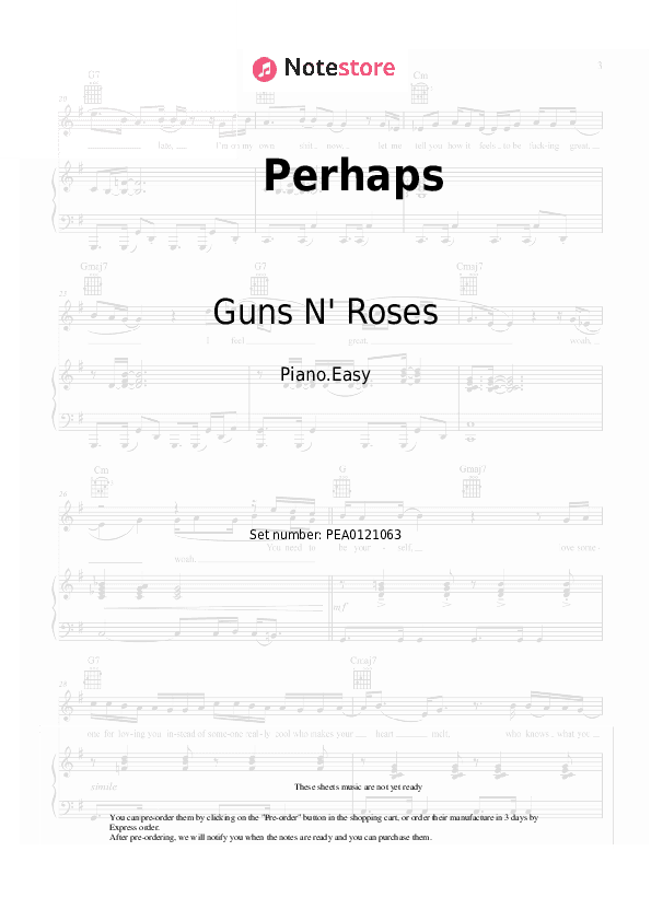 Perhaps - Guns N' Roses Piano Sheet Music Easy - Piano.Easy