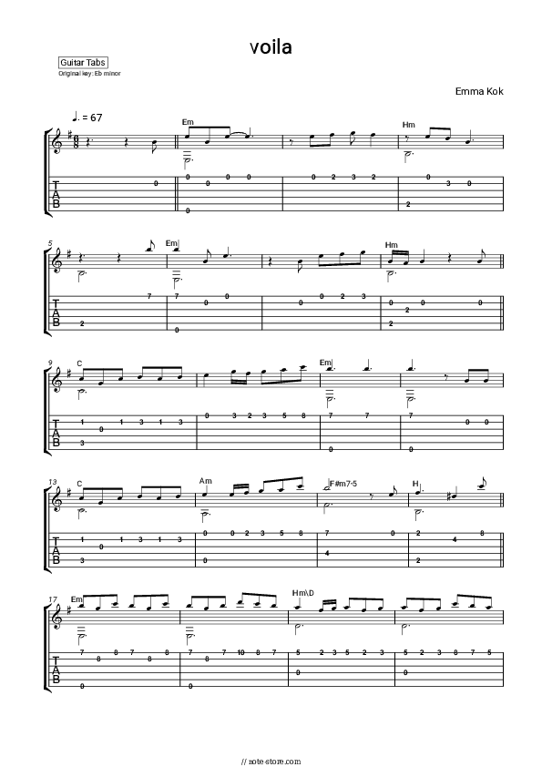 Voilà - André Rieu, Johann Strauss Orchestra, Emma Kok Tabs Easy - Guitar.Tab.Easy