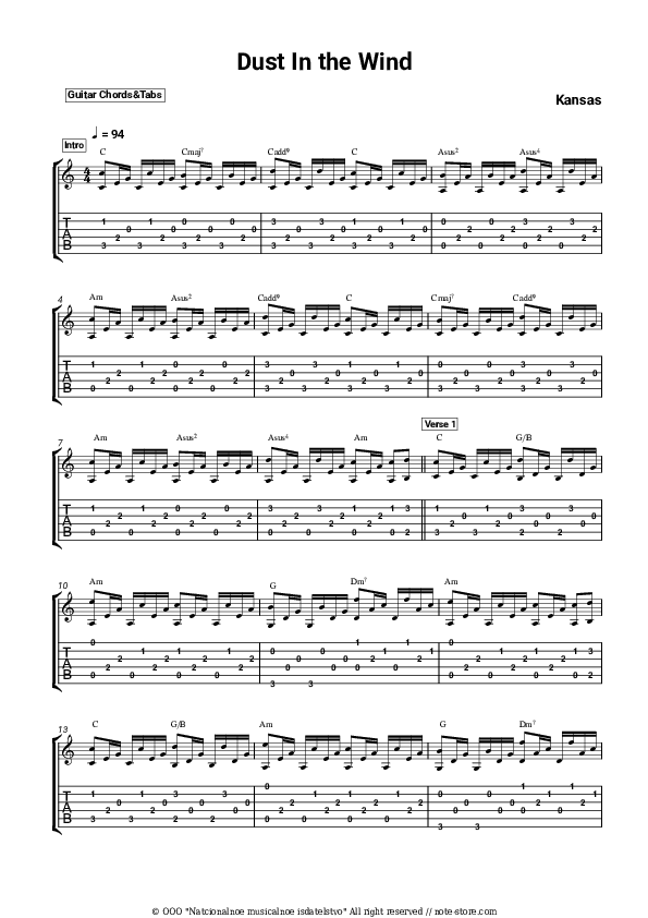 Dust In the Wind - Kansas Chords and Tabs - Guitar.Chords&Tabs