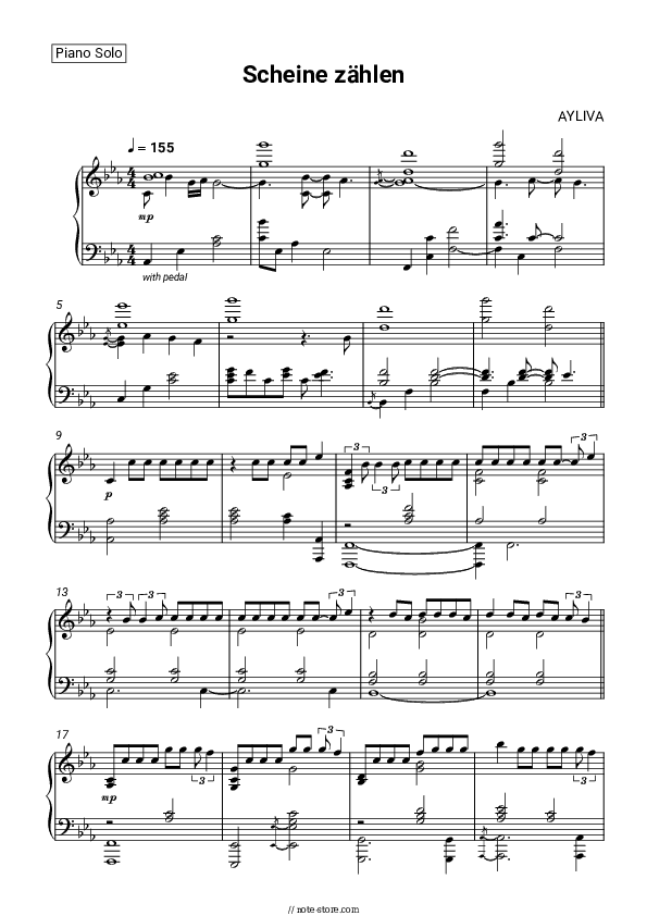 Scheine zählen - AYLIVA Piano Sheet Music - Piano.Solo