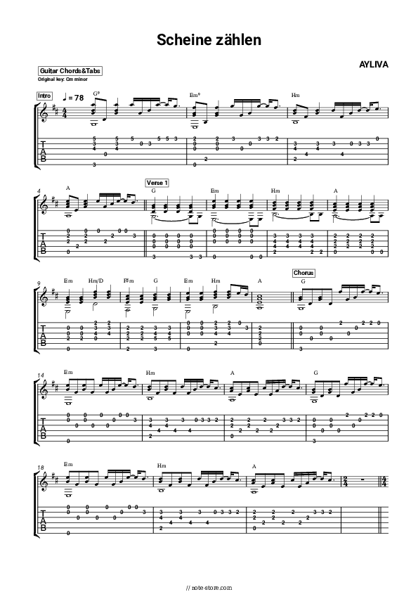 Scheine zählen - AYLIVA Chords and Tabs - Guitar.Chords&Tabs