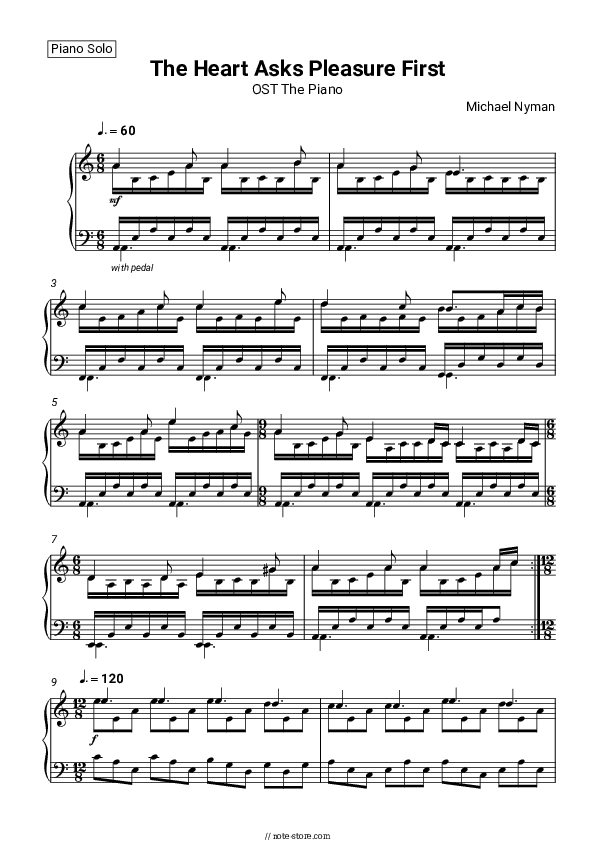 The Heart Asks Pleasure First (OST The Piano) - Michael Nyman Piano Sheet Music - Piano.Solo