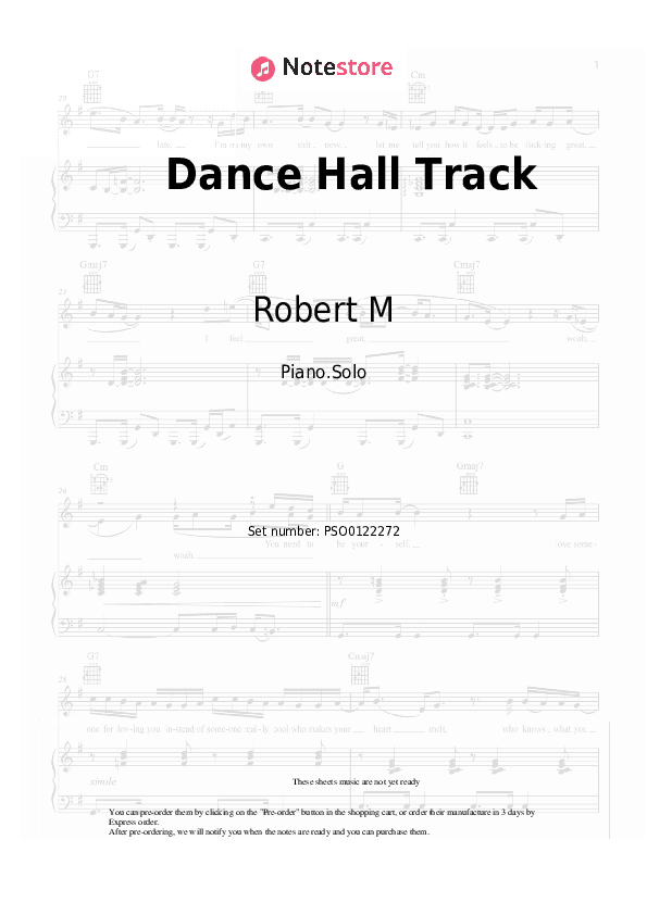 Dance Hall Track - Robert M, Nicco Piano Sheet Music - Piano.Solo