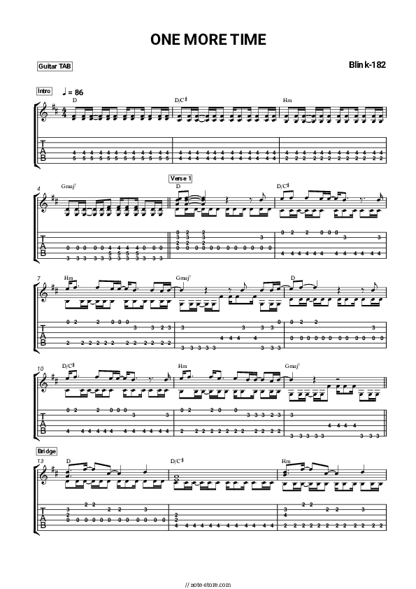 ONE MORE TIME - Blink-182 Tabs - Guitar.Tabs