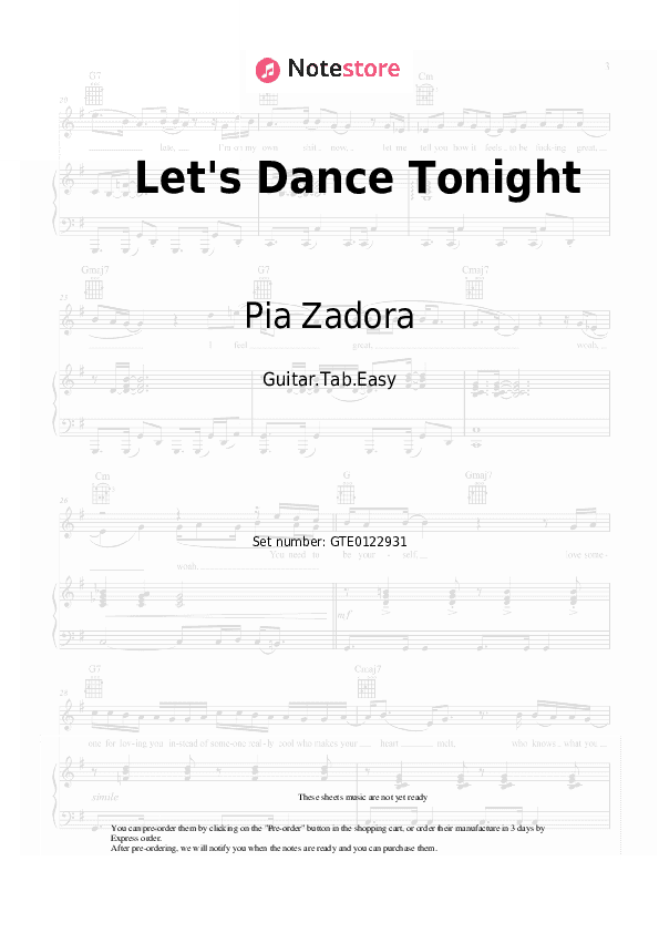 Let's Dance Tonight - Pia Zadora Tabs Easy - Guitar.Tab.Easy