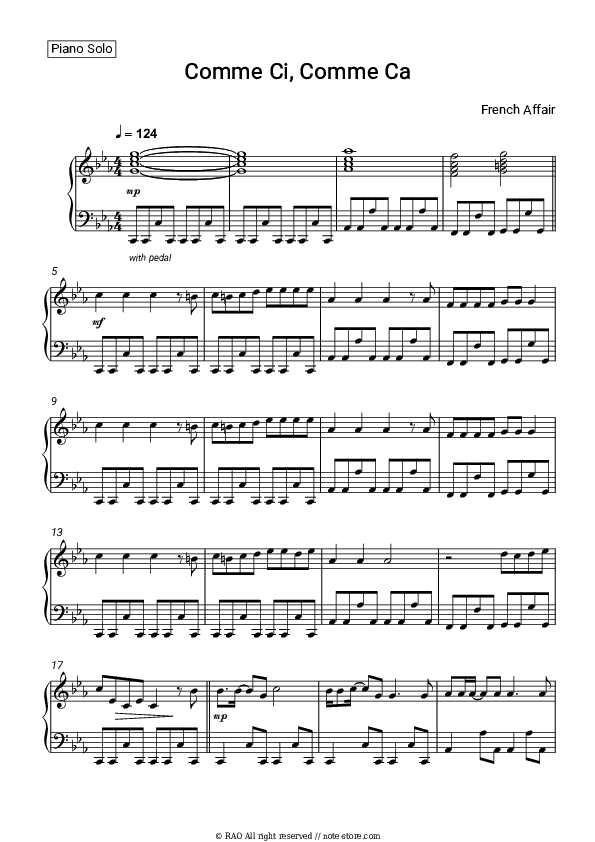 Comme Ci, Comme Ca - French Affair Piano Sheet Music - Piano.Solo