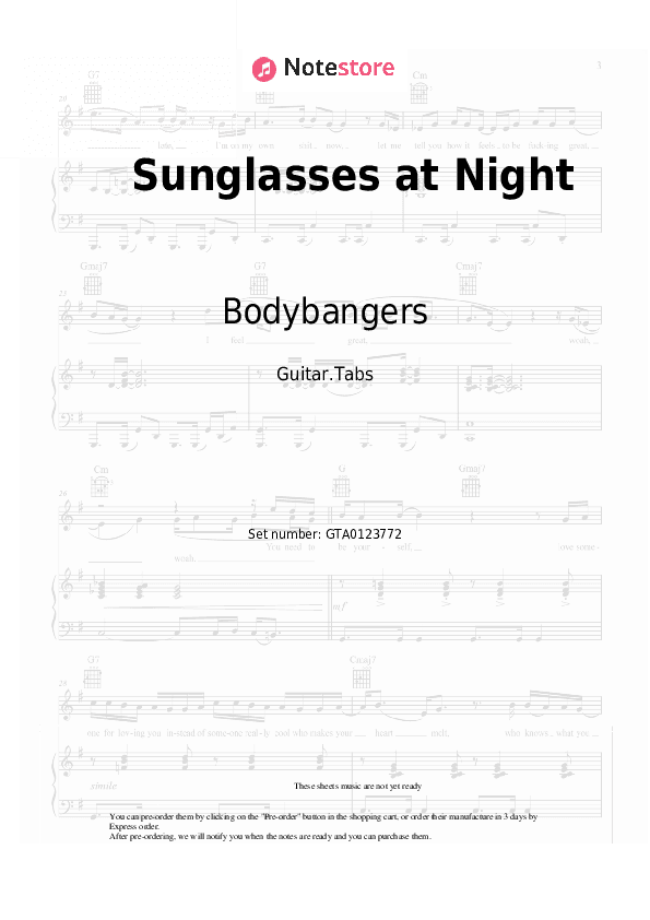 Sunglasses at Night - Bodybangers Tabs - Guitar.Tabs