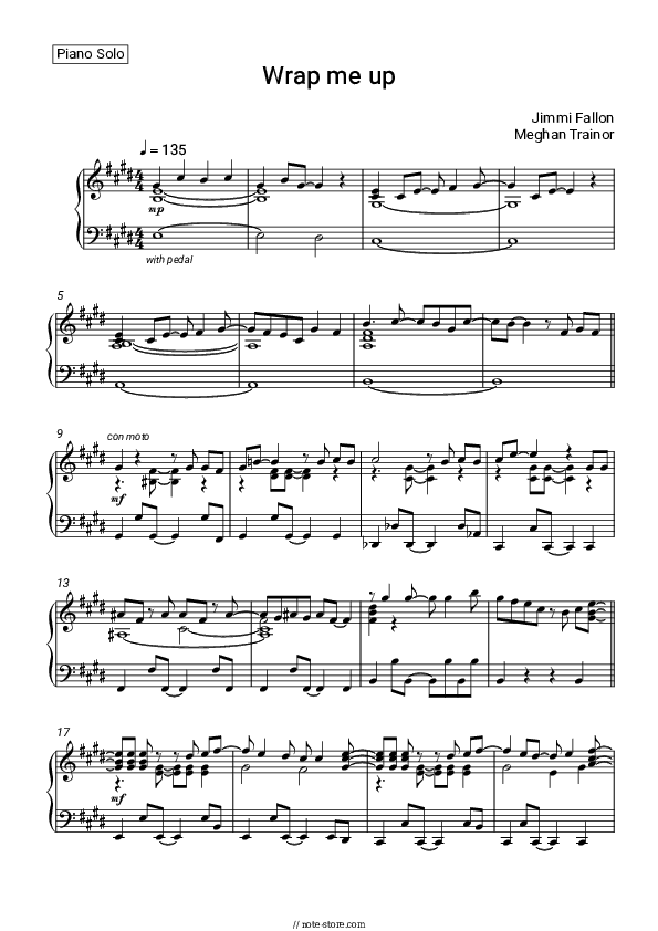 Wrap Me Up - Jimmy Fallon, Meghan Trainor Piano Sheet Music - Piano.Solo