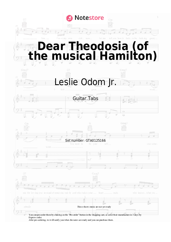 Dear Theodosia (of the musical Hamilton) - Leslie Odom Jr., Lin-Manuel Miranda Tabs - Guitar.Tabs