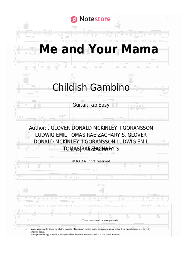 Me and Your Mama - Childish Gambino Tabs Easy - Guitar.Tab.Easy