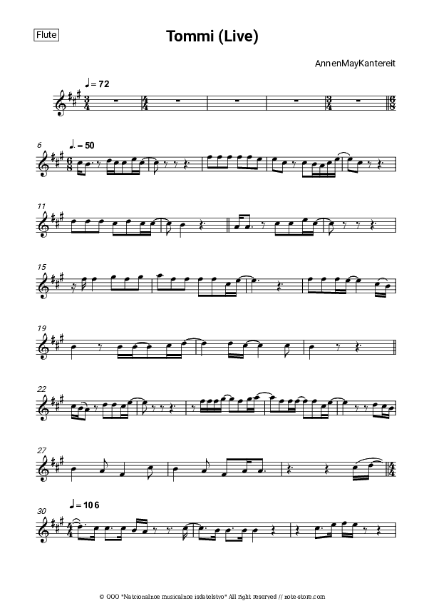 Tommi - AnnenMayKantereit Flute Sheet Music - Flute