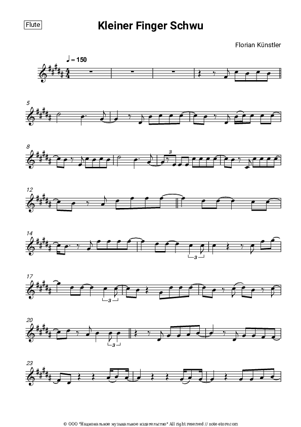 Kleiner Finger Schwur - Florian Künstler Flute Sheet Music - Flute