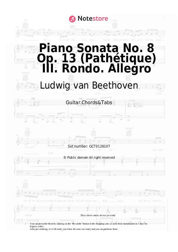 Piano Sonata No. 8 Op. 13 (Pathétique) III. Rondo. Allegro - Ludwig van Beethoven Chords and Tabs - Guitar.Chords&Tabs