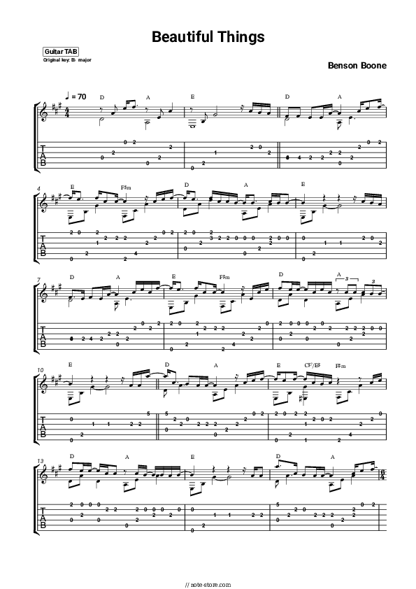 Beautiful Things - Benson Boone Tabs - Guitar.Tabs