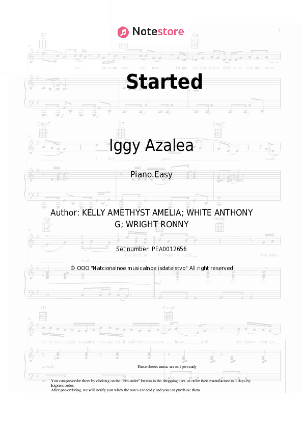 Started - Iggy Azalea Piano Sheet Music Easy - Piano.Easy