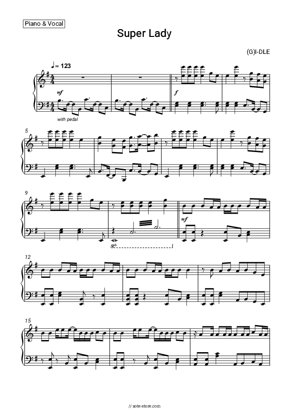 Super Lady - (G)I-DLE Piano Sheet Music - Piano.Solo