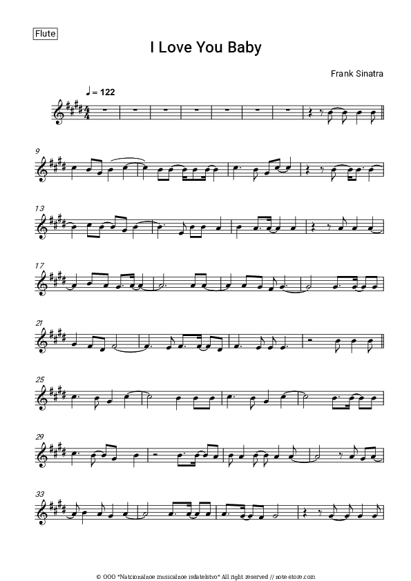 I Love You Baby - Frank Sinatra Flute Sheet Music - Flute