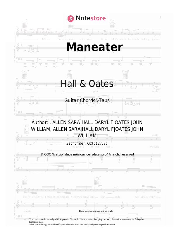 Maneater - Hall & Oates Chords and Tabs - Guitar.Chords&Tabs