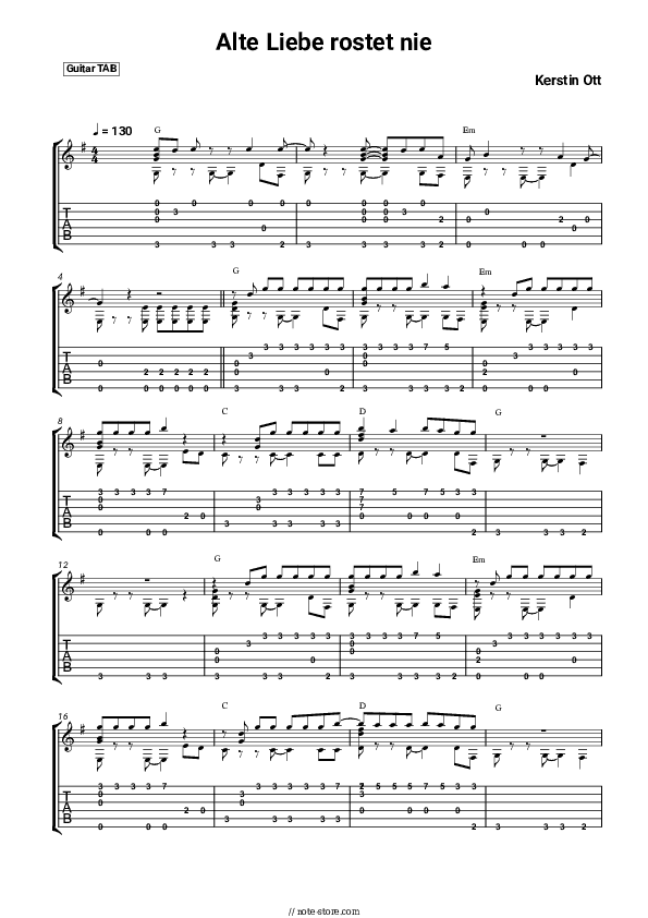 Alte Liebe rostet nie - Kerstin Ott Tabs - Guitar.Tabs