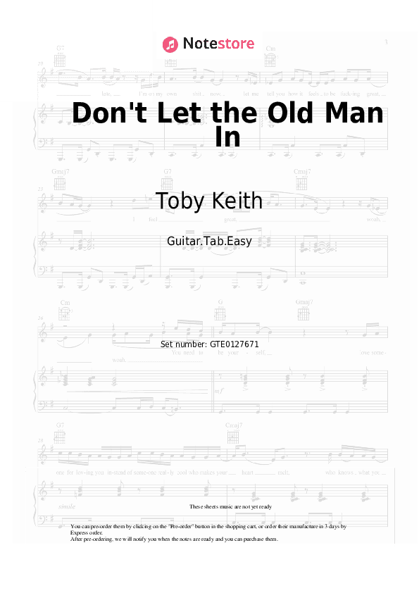 Don't Let the Old Man In - Toby Keith Tabs Easy - Guitar.Tab.Easy
