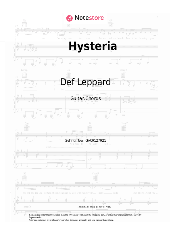 Hysteria - Def Leppard Chords - Guitar.Chords