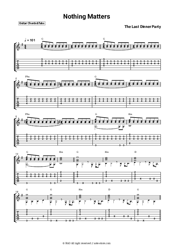 Nothing Matters - The Last Dinner Party Chords and Tabs - Guitar.Chords&Tabs