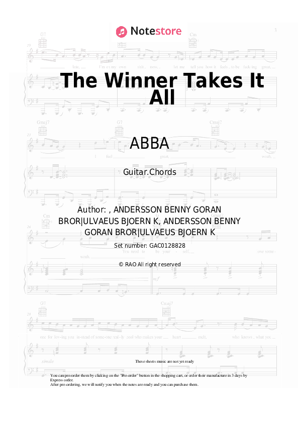 The Winner Takes It All - ABBA Chords - Guitar.Chords