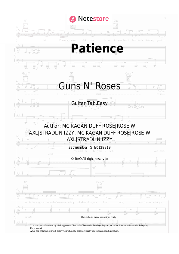 Patience - Guns N' Roses Tabs Easy - Guitar.Tab.Easy