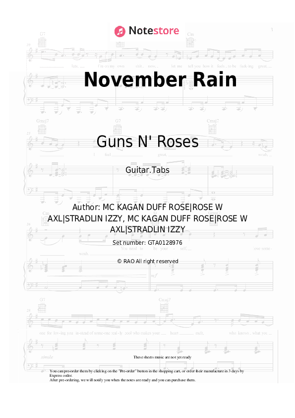 November Rain - Guns N' Roses Tabs - Guitar.Tabs