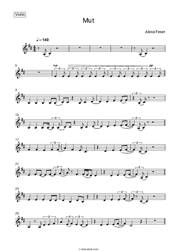 Mut - Alexa Feser Violin Sheet Music - Violin