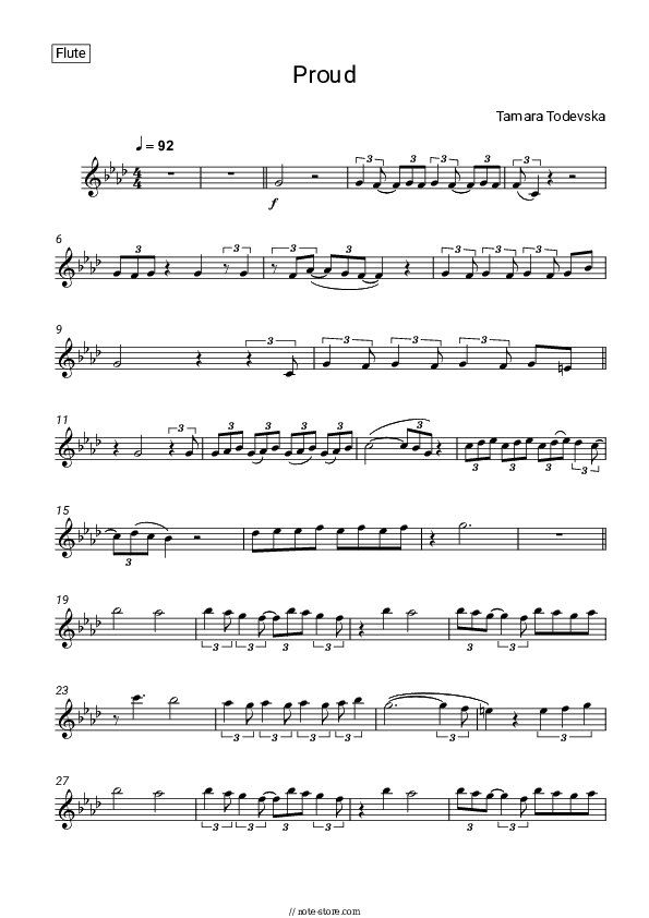 Proud - Tamara Todevska Flute Sheet Music - Flute