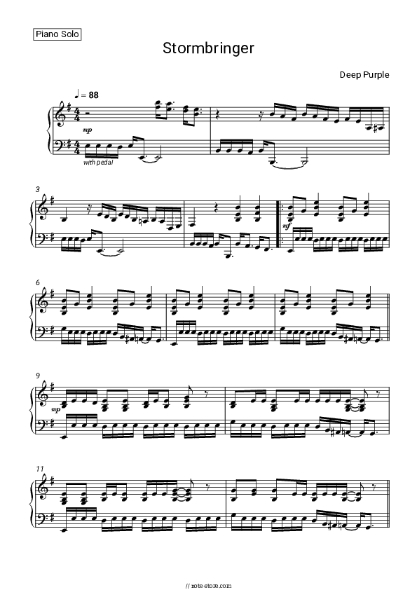 Stormbringer - Deep Purple Piano Sheet Music - Piano.Solo