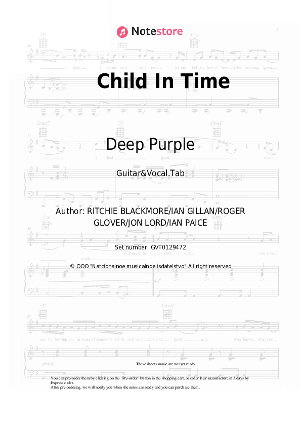 Child In Time - Deep Purple Chords and Voice - Guitar&Vocal.Tab