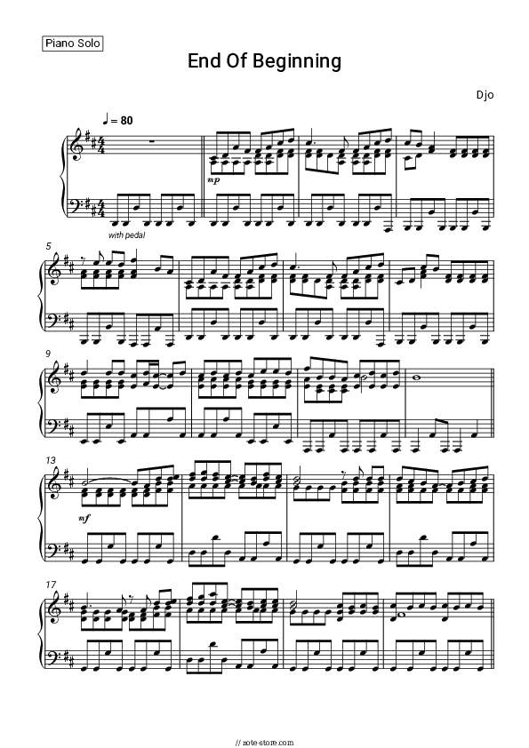 End Of Beginning - Djo Piano Sheet Music - Piano.Solo