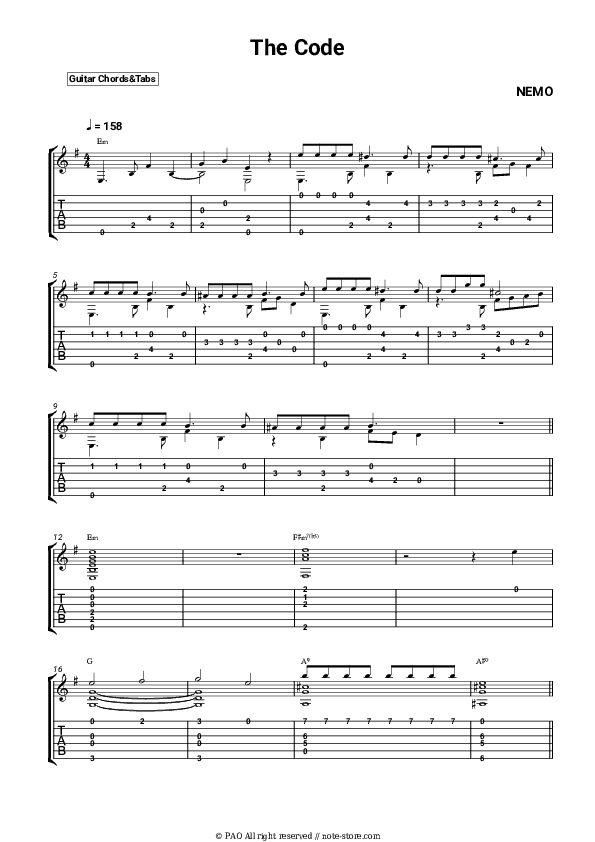 The Code - Nemo Tabs - Guitar.Tabs
