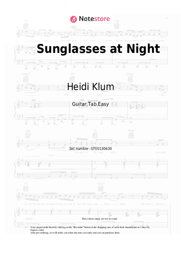 Sunglasses at Night - Heidi Klum Tabs Easy - Guitar.Tab.Easy