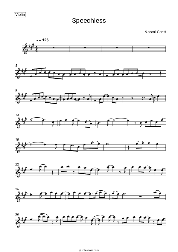 Speechless (Full, From Aladdin 2019) - Naomi Scott Violin Sheet Music - Violin