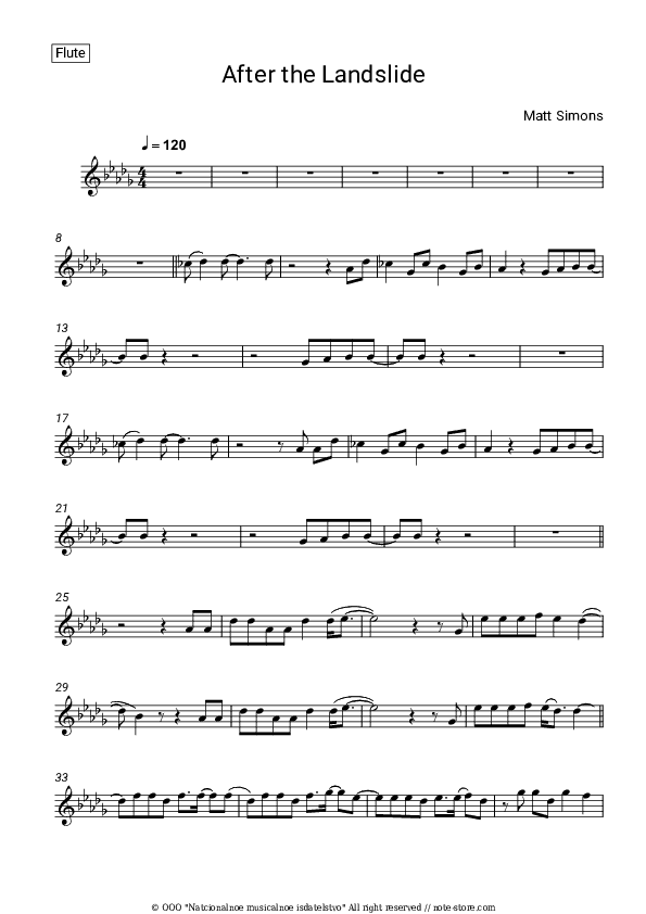 After the Landslide - Matt Simons Flute Sheet Music - Flute