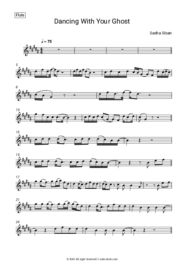 Dancing With Your Ghost - Sasha Sloan Flute Sheet Music - Flute