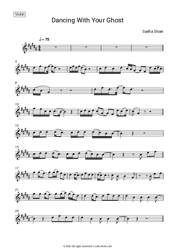 Dancing With Your Ghost - Sasha Sloan Violin Sheet Music - Violin