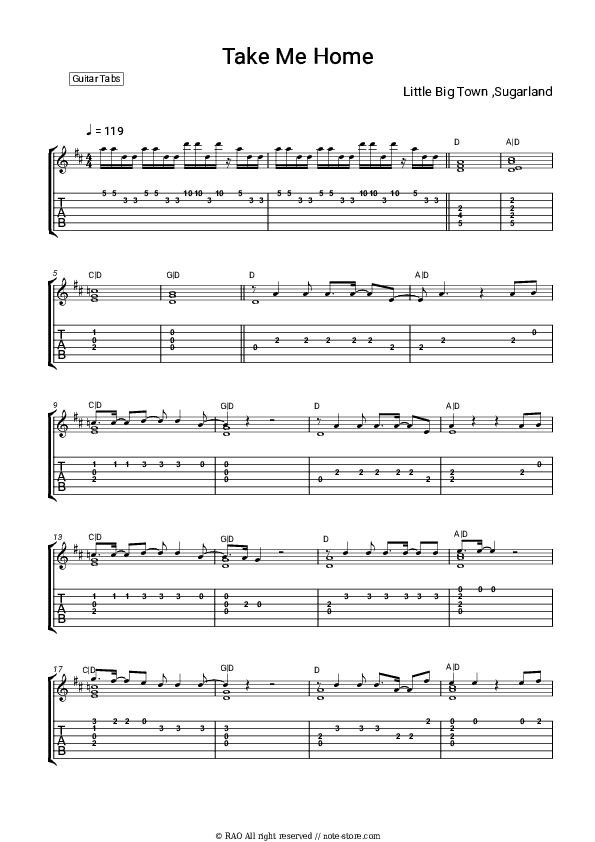 Take Me Home - Little Big Town, Sugarland Tabs - Guitar.Tabs