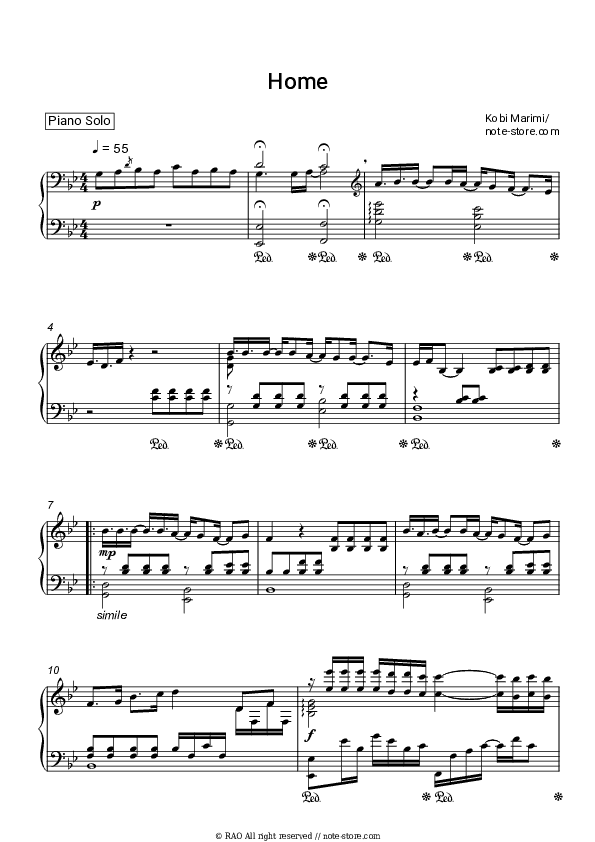 Home - Kobi Marimi Piano Sheet Music - Piano.Solo