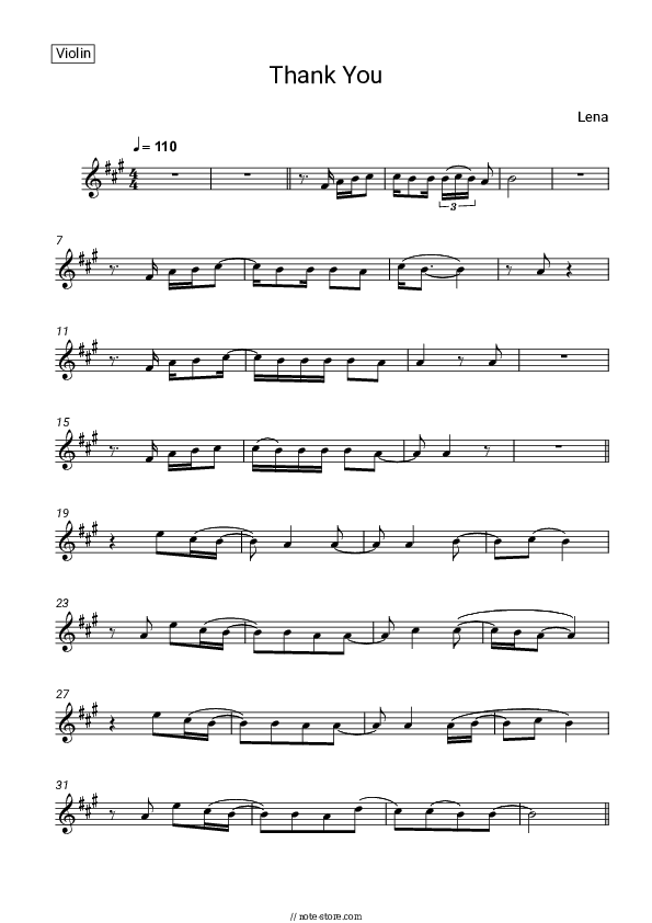 Thank You - Gestort aber GeiL, Anna Grey Violin Sheet Music - Violin