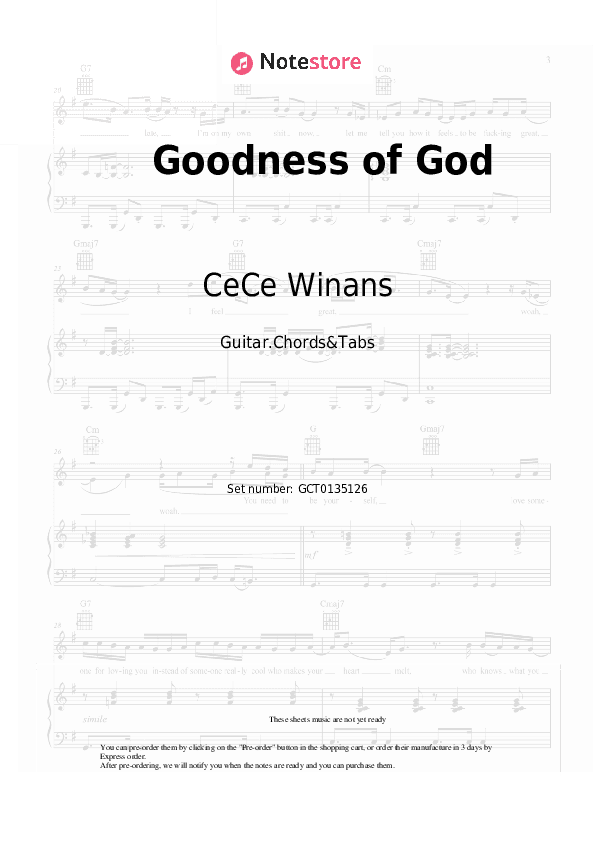 Goodness of God - CeCe Winans Chords and Tabs - Guitar.Chords&Tabs