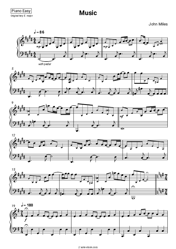 Music - John Miles Piano Sheet Music Easy - Piano.Easy