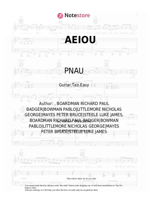 AEIOU - PNAU, Empire of the Sun Tabs Easy - Guitar.Tab.Easy