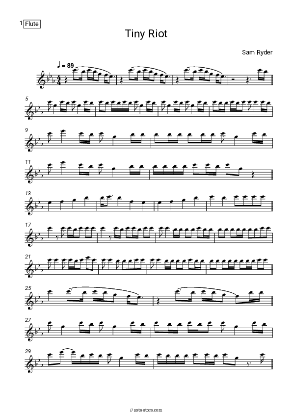 Tiny Riot - Sam Ryder Flute Sheet Music - Flute