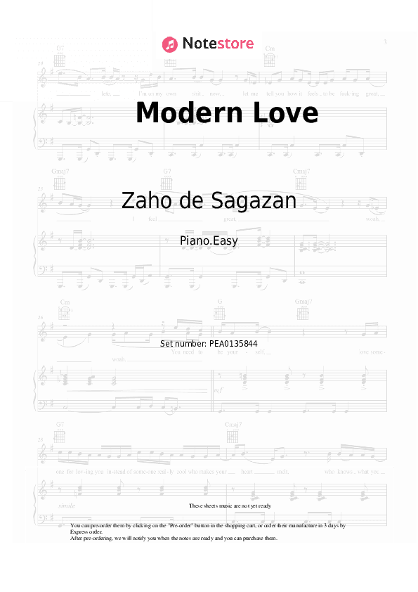 Modern Love - Zaho de Sagazan Piano Sheet Music Easy - Piano.Easy